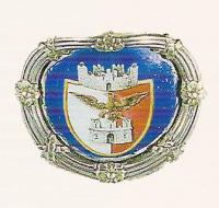 1904-Tirano, stemma smaltato sul basamento del calice donato dal Comune a don Luigi Albonico per i 40 anni di parrocchia