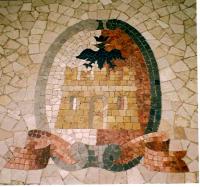 1936?- Sondrio, lo stemma sul pavimento del palazzo del Credito Valtellinese in corso 25 Aprile.