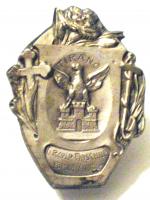 Sec. XX-Tirano, Museo. Stemma sul distintivo del Circolo Maschile Popolare Cattolico