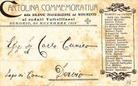 Cartolina edita per l'inaugurazione del Monumento ai Caduti per l'Indipendenza.(Archivio Carlo Ciapponi 1878-1954)  