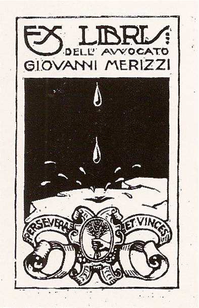Sconosciuto, ex libris G.Merizzi, mm 90x55, sec. XX